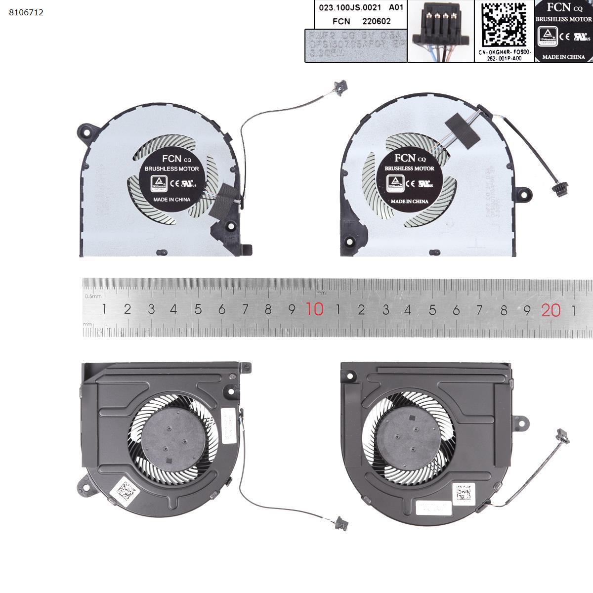 Вентилятори для Dell Vostro 7500 7501, (CPU+GPU, FMF2 DFS150705AF0T, 0YND40, FMF3 DFS150005AA0T, 0KGH4R,, фото 1