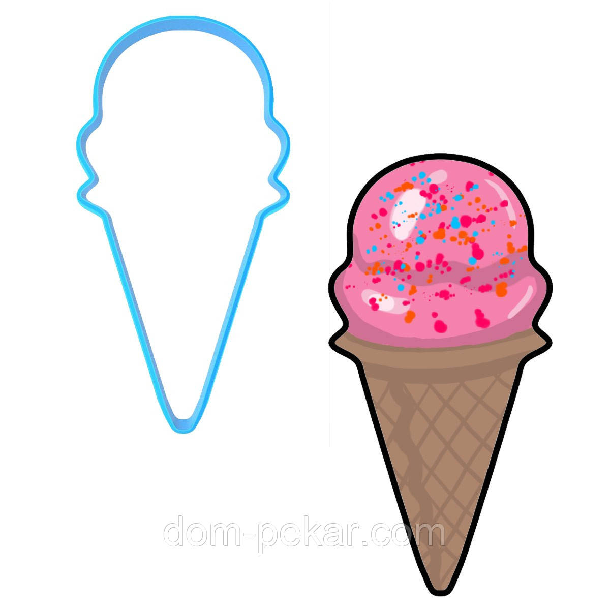 Ріжок вирубка для пряників 10*5 см (3D)