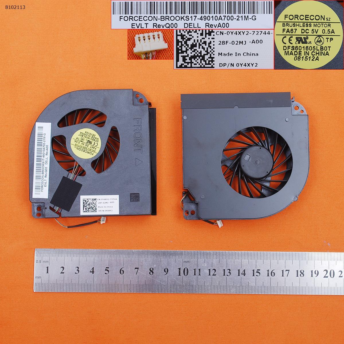 Вентилятор кулер для Dell Precision M6400 M6500 M6600, (DFS601605LB0T FA67, 0Y4XY2, Original, version 2), фото 1