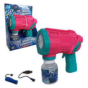 Пістолет автоматичний з мильними бульбашками з підсвічуванням та мильним розчином, акумулятор