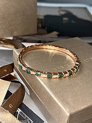 👑 Bvlgari Serpenti Viper Bracelet 18K Rose Gold with Malachite/Diamonds one size