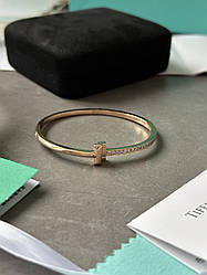 👑 Tiffany T T1 Narrow Diamond Hinged Bangle Yellow Gold 18k one size