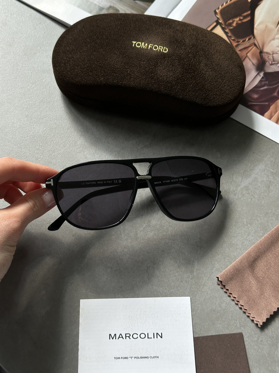Жіночі брендові окуляри Tom Ford Black/Black Bruce FT1026 62/12/145 62/12/145 люкс якість