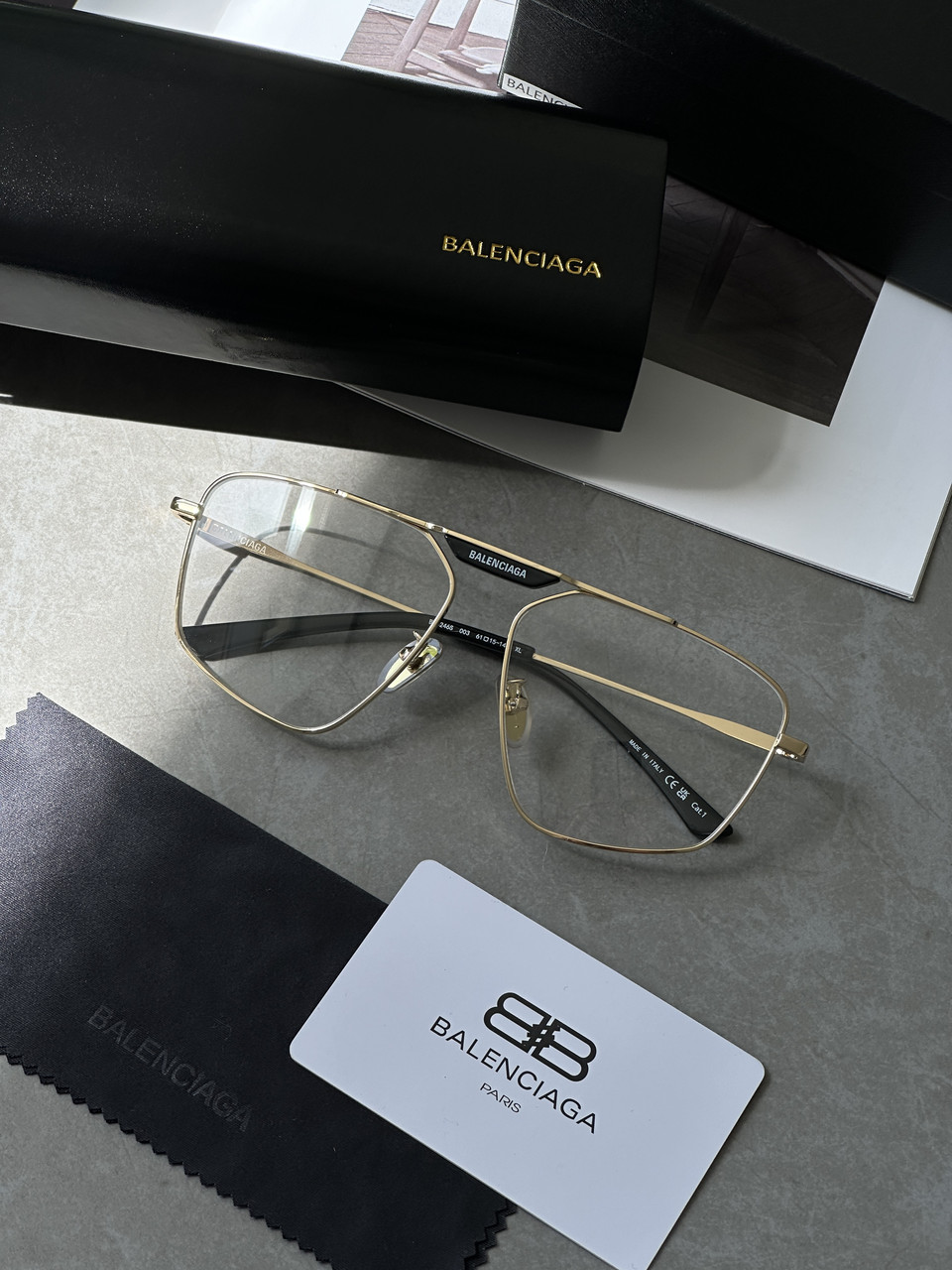 Жіночі брендові окуляри Balenciaga Clear/Gold BB0246S 003 61/15/145 61/15/145 люкс якість