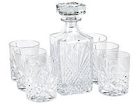 Набір для віскі 7 предметів Stenson R32819 Скляний графін 750мл Склянки 6шт по 300мл Прозорий akr