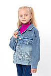Куртка джинсова дитяча модна для дівчинки на ґудзиках із кишенями, фото 3