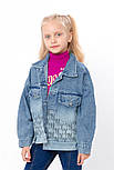 Куртка джинсова дитяча модна для дівчинки на ґудзиках із кишенями, фото 2