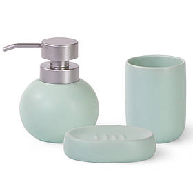 Дозатор рідкого мила 300 мл, склянка 290 мл і мильниця в наборі Fissman 9507 - MegaLavka