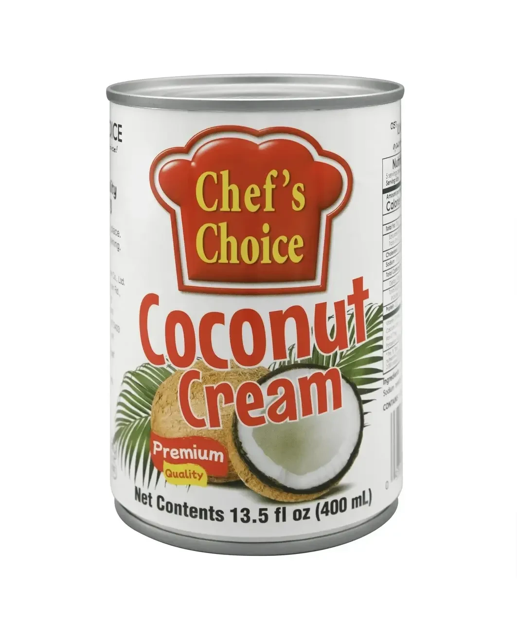Кокосові вершки 78% кокосу без цукру, Chef's Choice, 400 мл