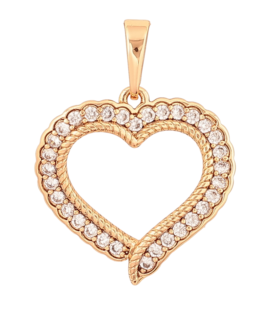 Кулон Xuping Позолота 18K «Сердечко з кристалами» для ланцюжка до 6мм