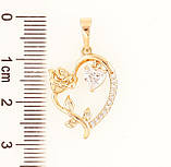 Кулон Xuping Позолота 18K «Серце з трояндою» для ланцюжка до 6мм, фото 3
