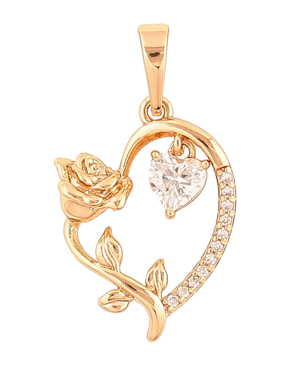 Кулон Xuping Позолота 18K «Серце з трояндою» для ланцюжка до 6мм