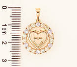 Кулон Xuping Позолота 18K «Сердечка в колечку різнокольорових кристалів» для ланцюжка до 6мм, фото 3