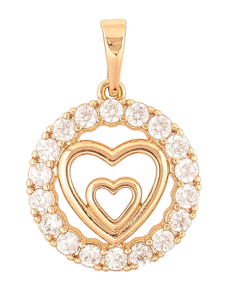 Кулон Xuping Позолота 18K «Сердечка в колечку кристалів» для ланцюжка до 6мм