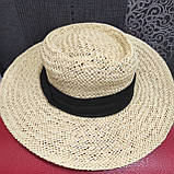 Жіноча кругла шляпка солома чорна повязка, фото 2