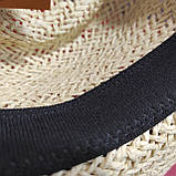 Жіноча кругла шляпка солома чорна повязка, фото 3