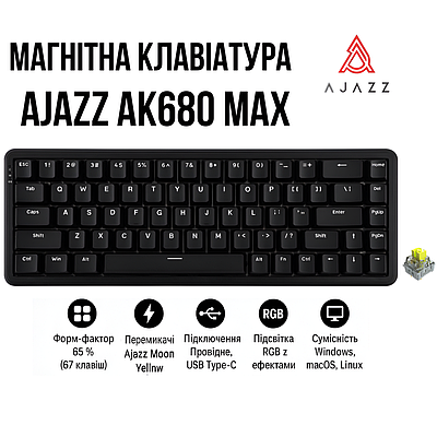Игровая клавиатура AJAZZ AK820 MAX HE (магнитные свитчи) [черная], цена ...
