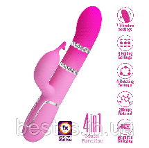 Вібратор-кролик з 7 режимами вібрації, 4 функціями ротації та 4 функціями перекочування кульок Pretty Love Shima, фото 2