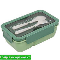 Контейнер для їжі/ланч-бокс №1216-1 (ложка/вилка) 19,5 х12х7, 5см в асорт. (96)