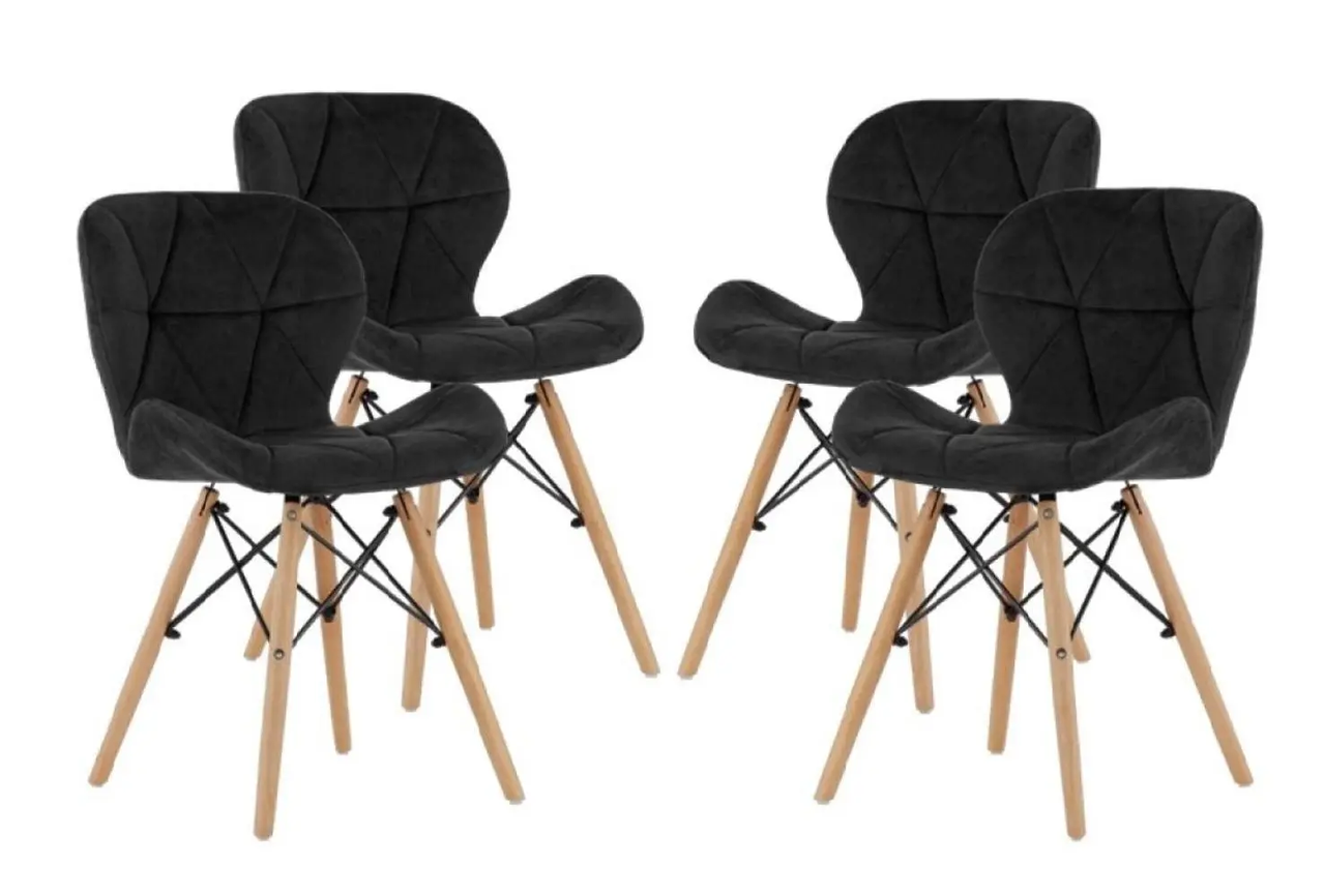 Стільці стильні велюрові для кухні кафе вітальні, комплект з 4-х стільців Бонро B-531 чорний, фото 1