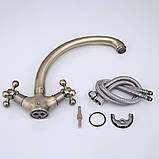 Змішувач для кухні FRAP F4219-4, поворотний вилив, латунь, бронза, фото 5