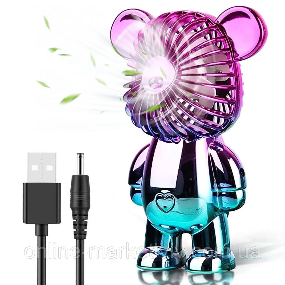 Акумуляторний міні вентилятор з USB, 3 швидкості / Ручний вентилятор / Портативний вентилятор на стіл