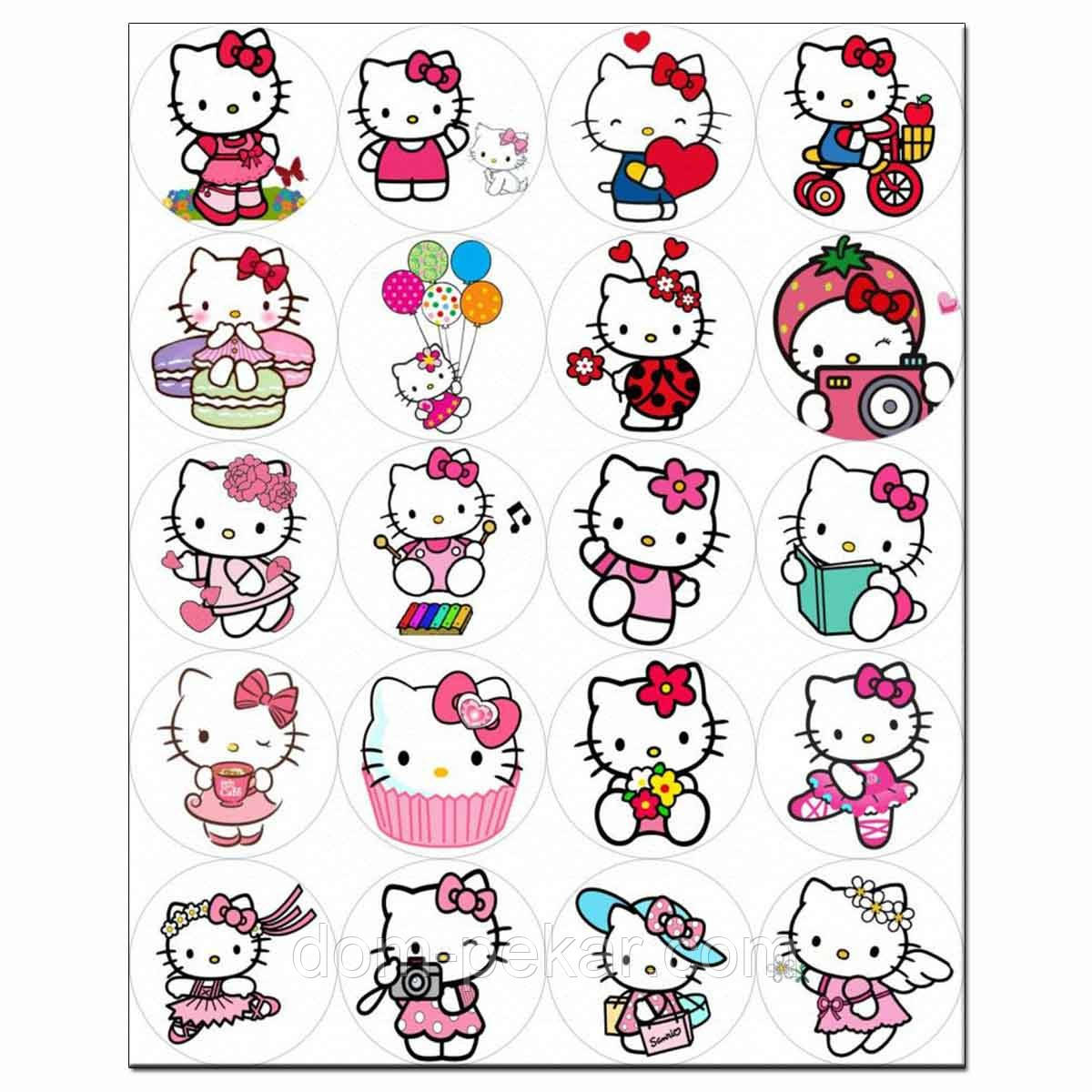 Капкейки-5 см Hello Kitty 1 вафельна картинка