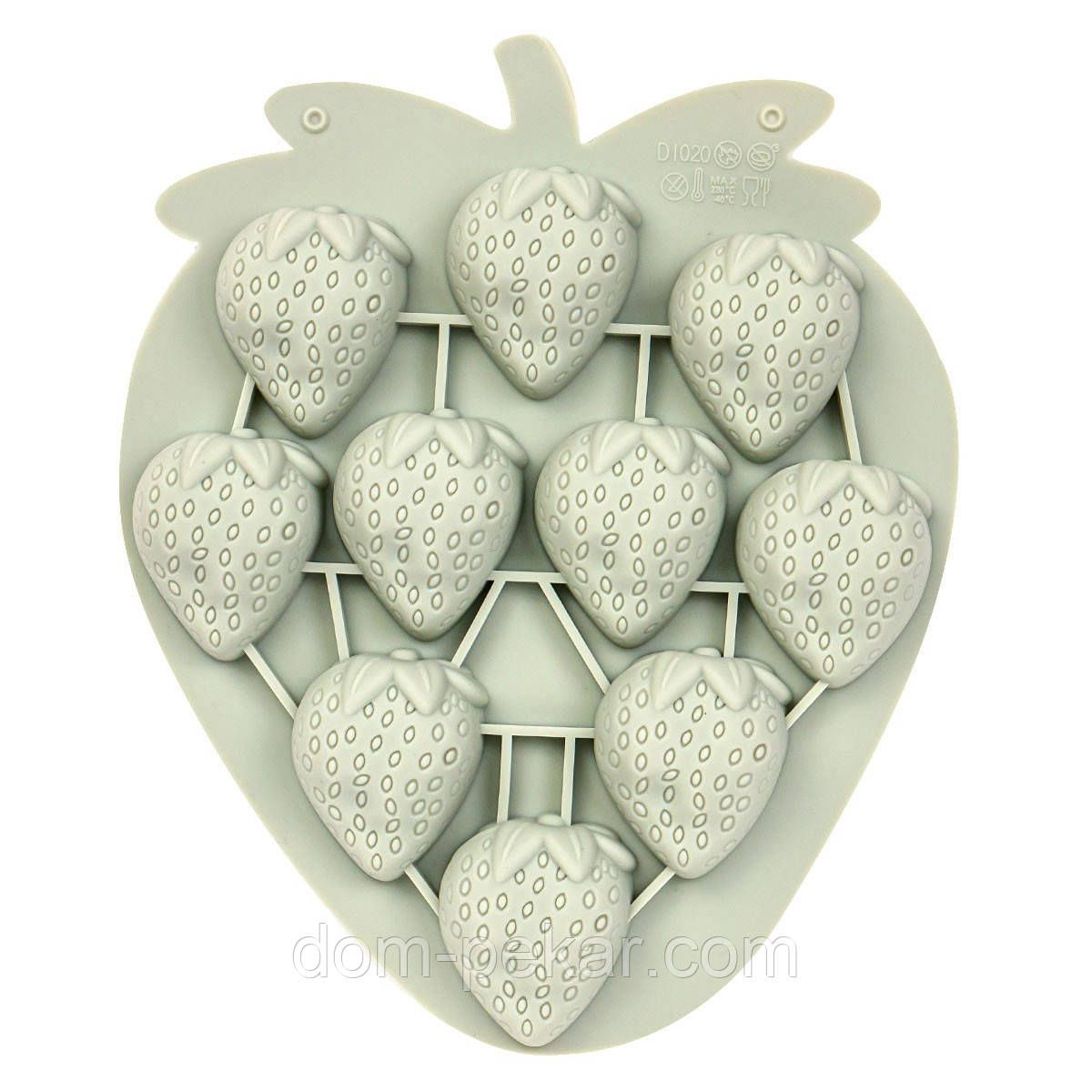 Форма для цукерок силікон Полуничка 10 шт., фото 1