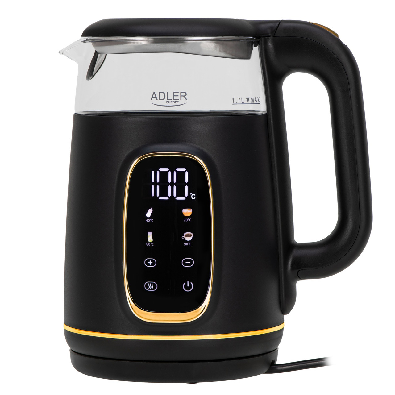 Чайник з регулюванням температури Adler AD 1305 black gold