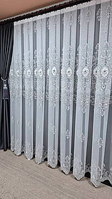 Тюль бамбук 3д заввишки 2,9 м. білий з сірим