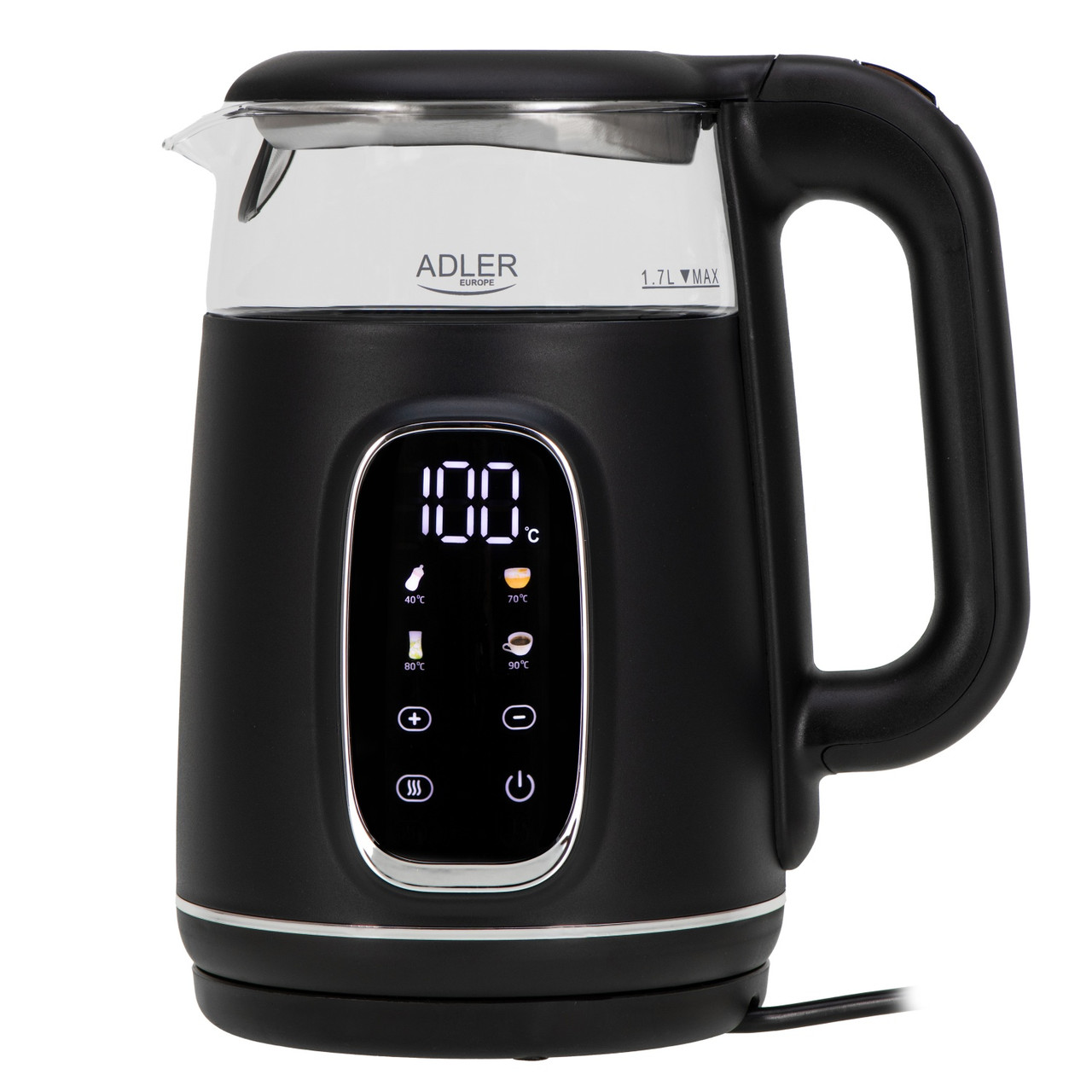 Чайник з регулюванням температури Adler AD 1305 black silver