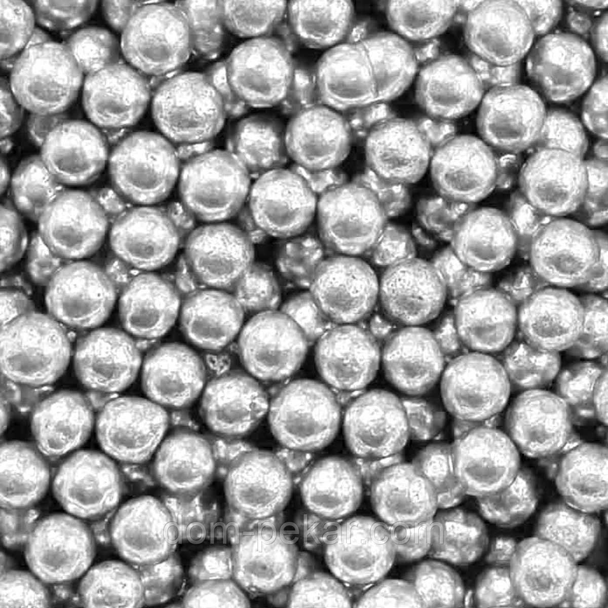 Бусинки цукрові Срібні 7 мм (10 г)