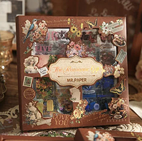 Стікери наклейки 100 шт, набір наліпок для творчості з вінтажними ілюстраціями