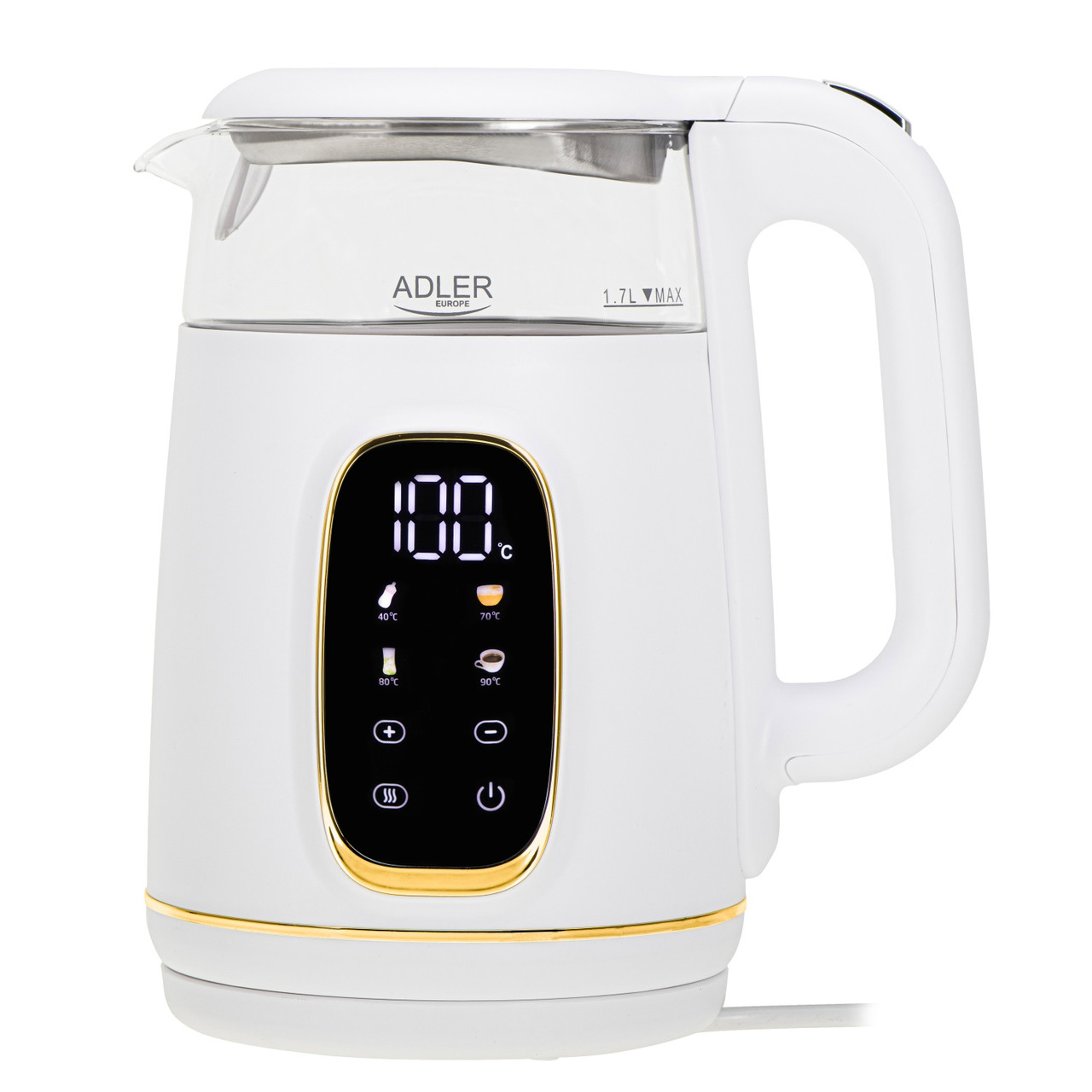Чайник з регулюванням температури Adler AD 1305 white gold