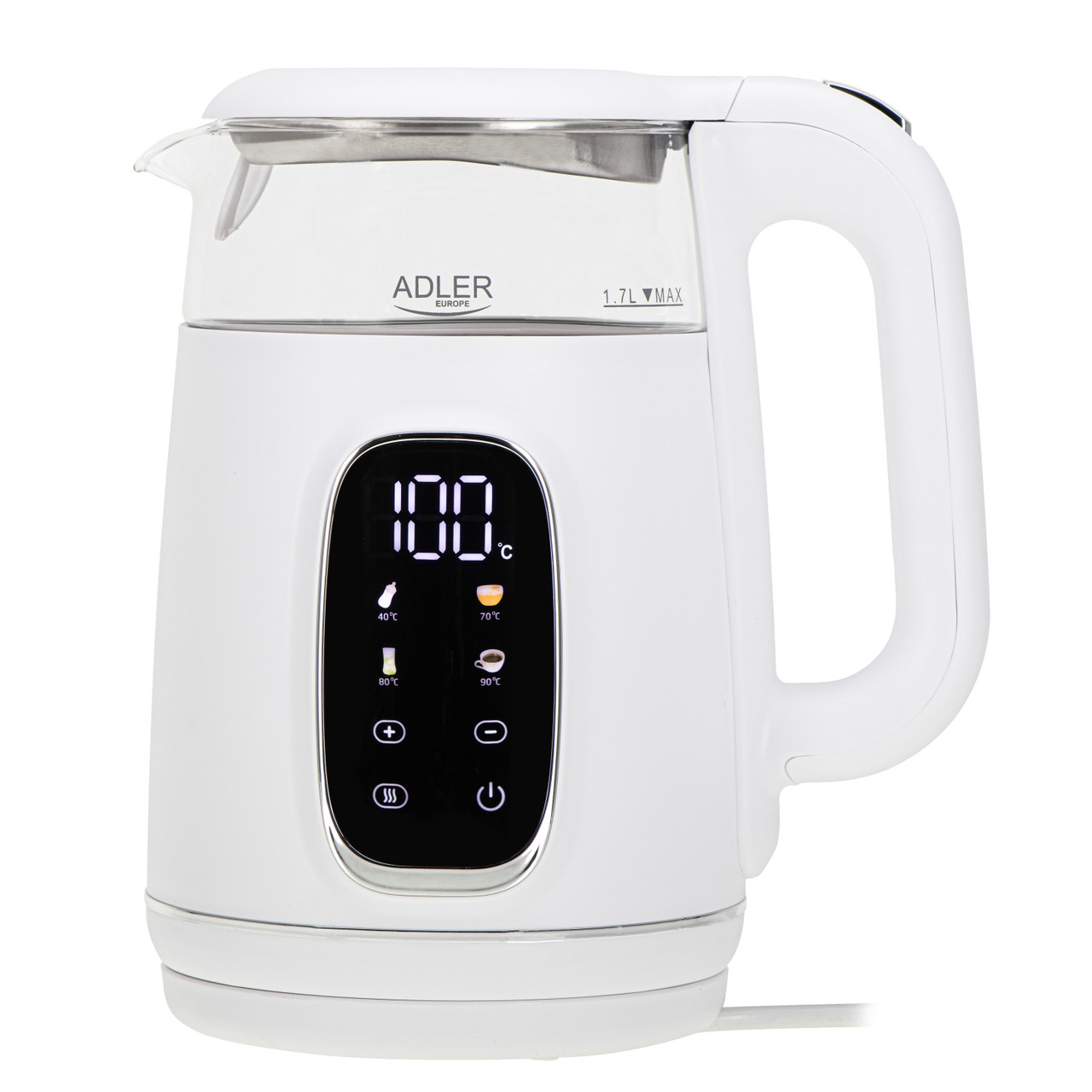 Чайник з регулюванням температури Adler AD 1305 white silver