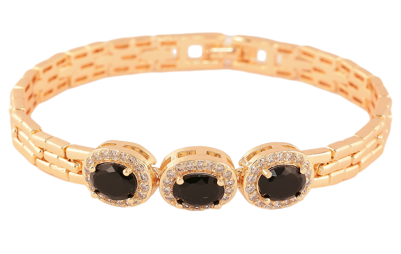 Браслет Xuping M&L Колір 18K «Три чорні кристали» довжина 19см х 7-10мм, фото 1