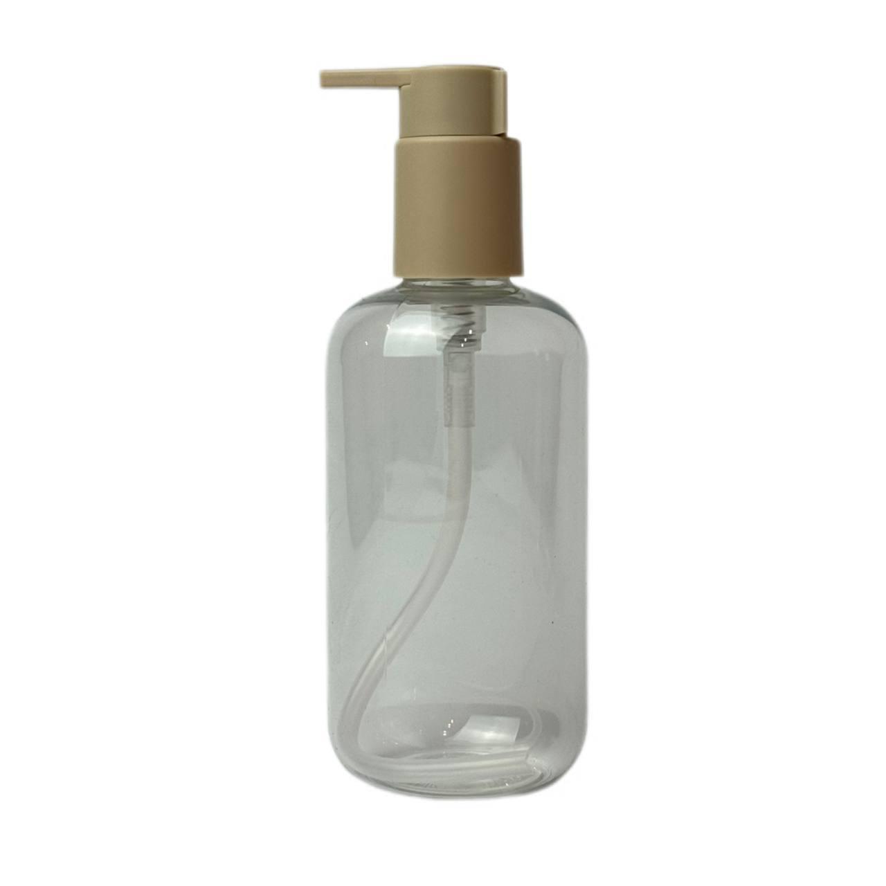 Флакон пластиковий прозорий для рідини, діаметр горлечка 24 мм з кремовим дозатором 250 мл, фото 1