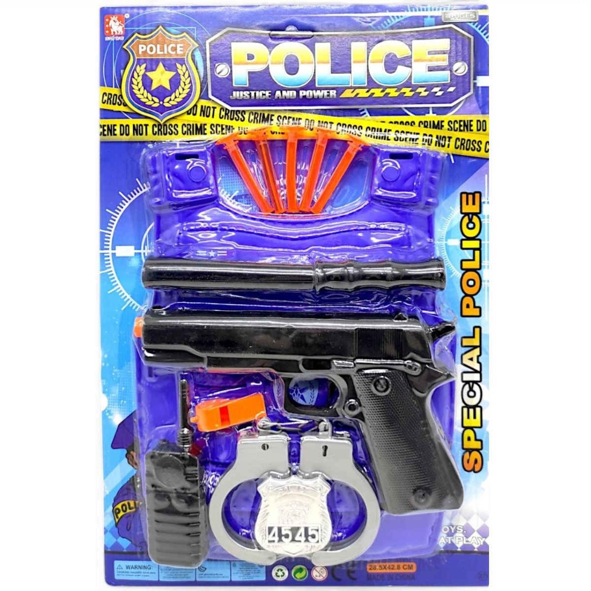 Дитячий поліцейський набір (пістолет, кийок, жилет, наручники, рація) 27-32-27, фото 1