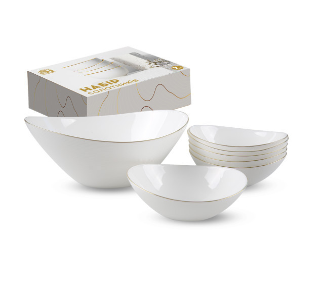 30098-06 Набір салатників 7шт золотий кант (1-1.8л 6- 400 мл), фото 1