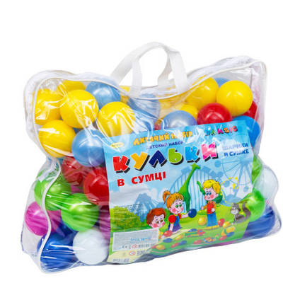 М'ячики всі кольори веселки для сухого басейну 7 см Набір м'яких пластикових куль у сумці 100 штук для сенсорних ігор