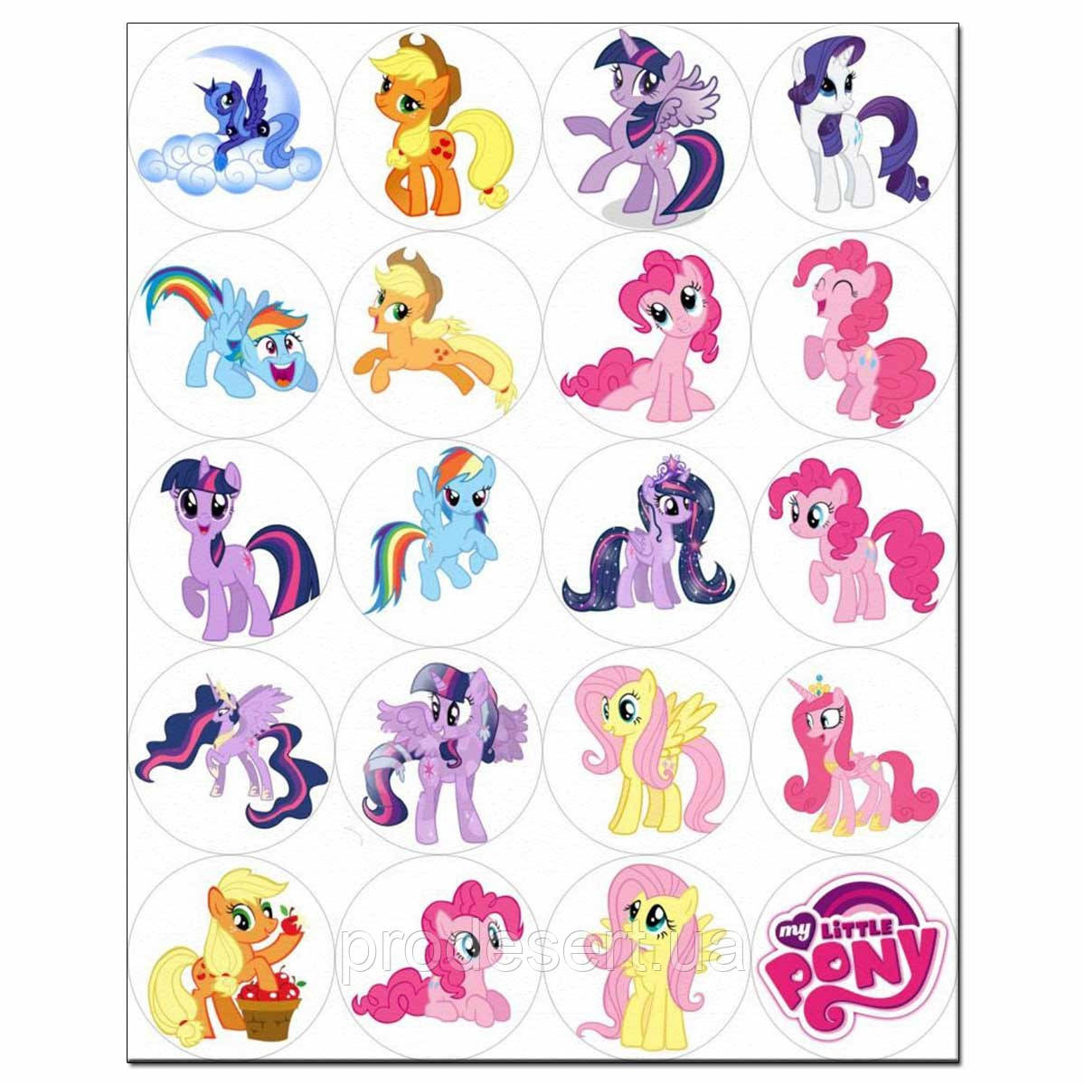 Капкейки-5 см My little Pony 1 вафельна картинка