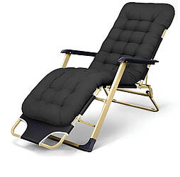 Шезлонг лежак Homart ZGC-011 120 кг чорний з матрасом (9868)