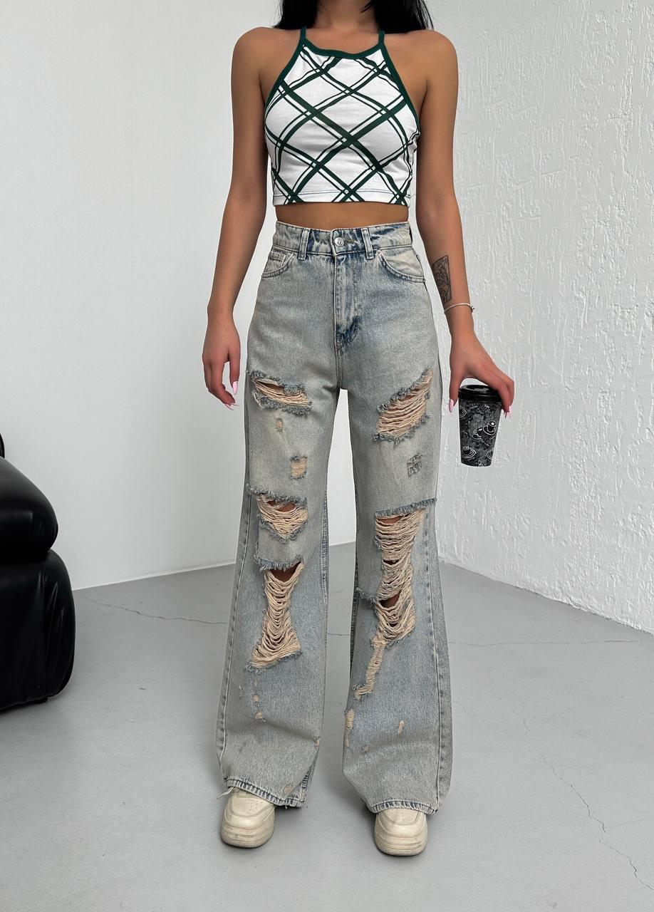 Жіночі прямі джинси з прорізами 1669 розміри 25–30 упаковка 6 шт, фото 1