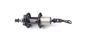 Втулка для велосипеда задня AL 32H під диск. ARC MT-001RA чорн. з ексцентром. на пром. підшипні. під касету 8-9-10