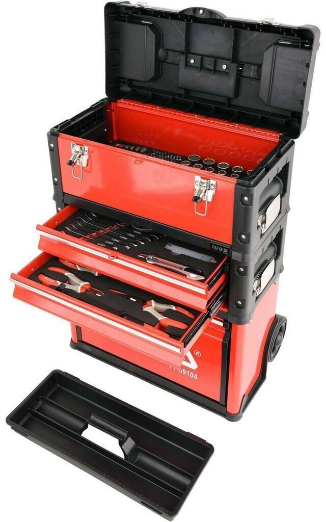 Ящик-візок з інструментами на колесах YATO YT-09104 (3 секціями 78 шт.), фото 1