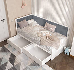 Ліжко дитяче Бруклін з ящиками Viorina DEKO (Виорина Деко) купити в Одесі, Україні 80х190, Білий/Сірий