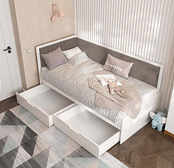 Ліжко дитяче Бруклін з ящиками Viorina DEKO (Виорина Деко) купити в Одесі, Україні 80х190, Білий/Лате