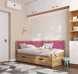 Ліжко дитяче Бруклін з ящиками Viorina DEKO (Виорина Деко) купити в Одесі, Україні 80х190, Дуб Тахо/Корал