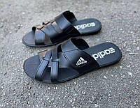 Новые брендовые мужские шлепанцы Rieker Рикер черные удобные стильные из натуральной кожи для лета