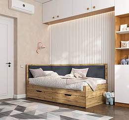 Ліжко дитяче Бруклін з ящиками Viorina DEKO (Виорина Деко) купити в Одесі, Україні 80х190, Дуб Тахо/Графіт